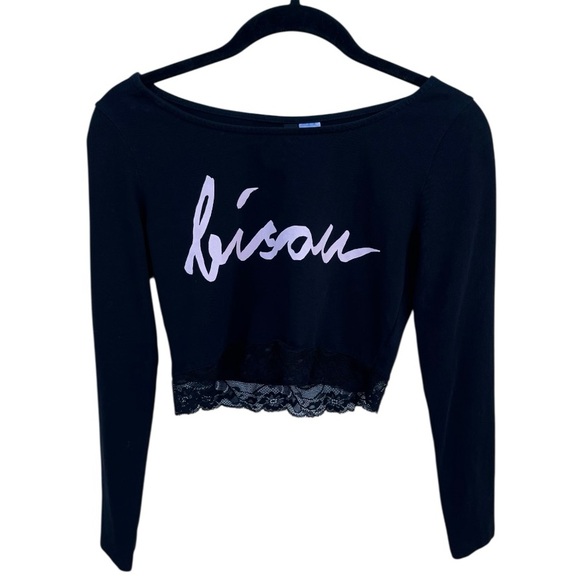 Divided black long-sleeve top! Size Small - Picture 1 of 5